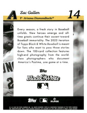 Load image into Gallery viewer, 2023 Topps Black &amp; White #14 Zac Gallen Color Photo Negative #/99
