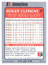 Load image into Gallery viewer, 1992 Jimmy Dean #10 Roger Clemens
