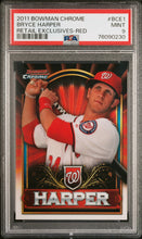 Load image into Gallery viewer, 2011 Bowman Chrome #BCE1b Bryce Harper Bryce Harper Retail Exclusive Gold PSA 9
