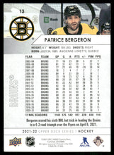 Load image into Gallery viewer, 2021-22 Upper Deck #13 Patrice Bergeron
