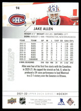 将图片加载到图库查看器，2021-22 Upper Deck #94 Jake Allen
