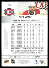 将图片加载到图库查看器，2021-22 Upper Deck #100 Shea Weber
