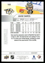 Load image into Gallery viewer, 2021-22 Upper Deck #105 Juuse Saros
