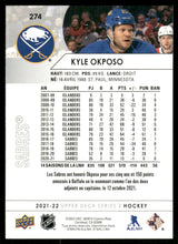 将图片加载到图库查看器，2021-22 Upper Deck #274 Kyle Okposo
