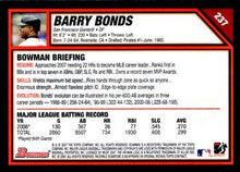 Load image into Gallery viewer, 2007 Bowman Barry Bonds SP #237 San Francisco Giants
