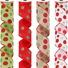 Load image into Gallery viewer, Christmas Ribbon Wired 5 Yards 2.5 inch Red and Green Polka Dots
