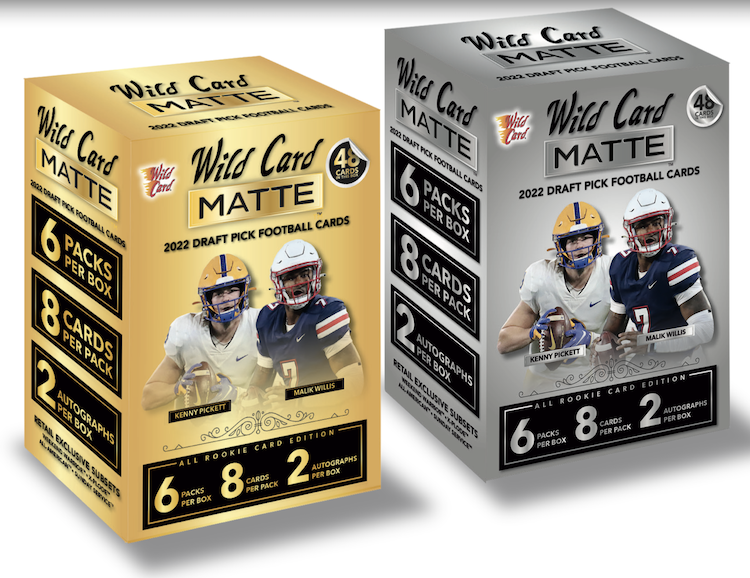 2022 Wild Card Matte Draft Pick Football Trading Card Mega Hobby Box 2 Box Lots
