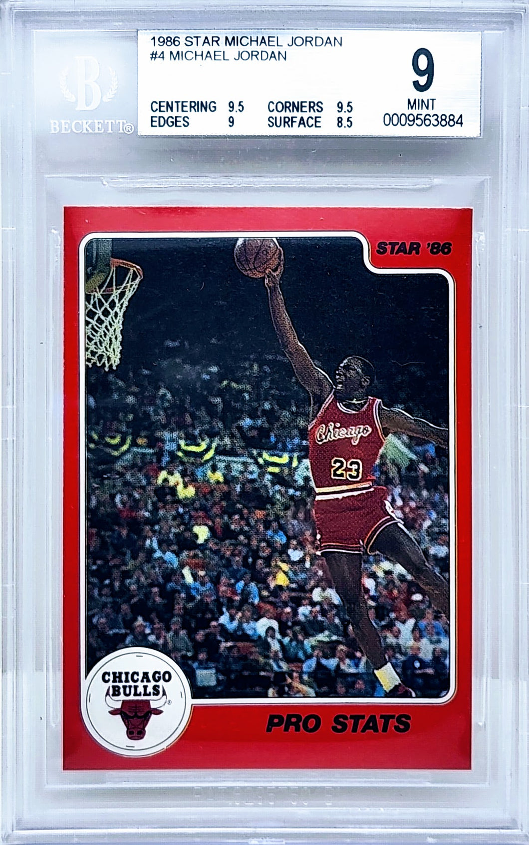 1986 Michael Jordan Star Card #4 Pro Stats BGS 9 High Subs 9.5-9–9.5-8.5 ROOKIE