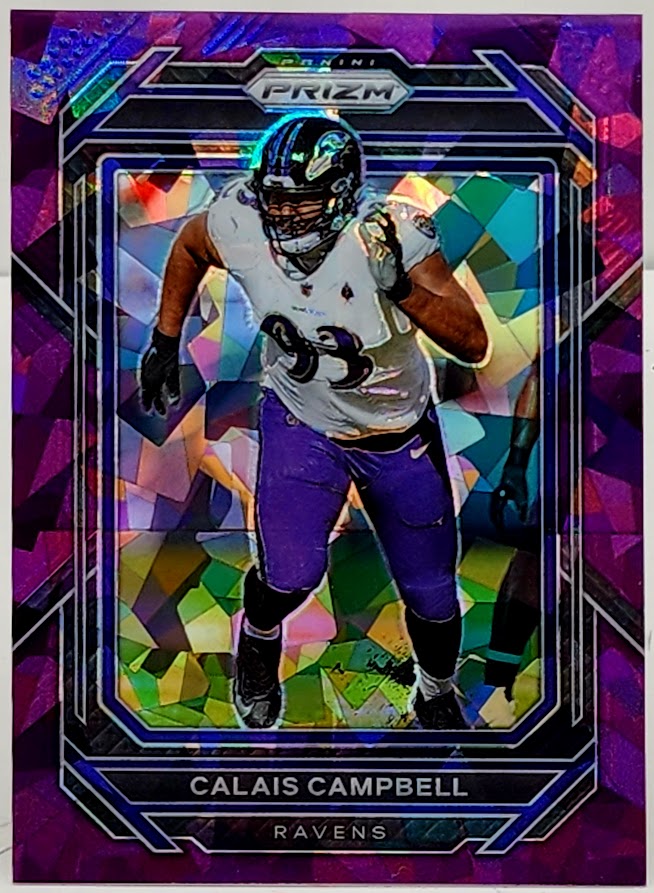 2022 Panini Prizm CALAIS CAMPBELL #25 Purple Cracked Ice /225 RAVENS