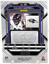 Load image into Gallery viewer, 2022 Panini Prizm CALAIS CAMPBELL #25 Purple Cracked Ice /225 RAVENS
