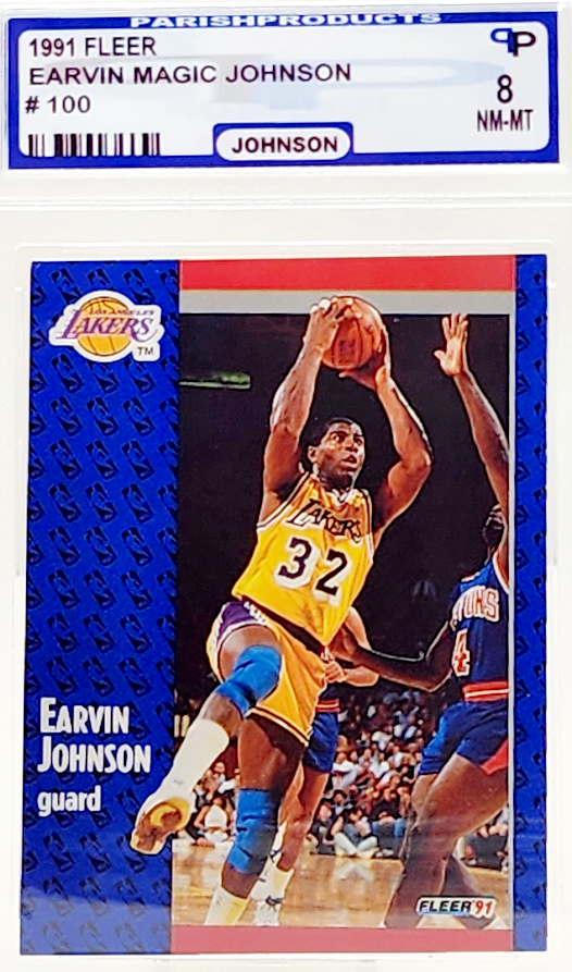 1991 Fleer Earvin Magic Johnson #100 Los Angeles Lakers Parish 8 NM-MT