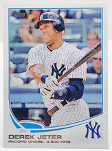 Load image into Gallery viewer, 2013 Topps Baseball Card Derek Jeter Record Chase 3,500 Hits Checklist #373
