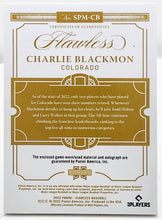 Load image into Gallery viewer, 2022 Flawless Charlie Blackmon Prime Materials Patch On Card Auto 25/25 Rockies
