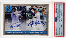 Load image into Gallery viewer, 2022 Topps Industry Conference Julio Rodriguez/Edgar Martinez Dual Auto PSA 10 GEM Mint
