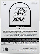 Load image into Gallery viewer, Chris Paul Phoenix Suns 2022-23 Panini NBA Hoops Tribute Blue Parallel #288 Card
