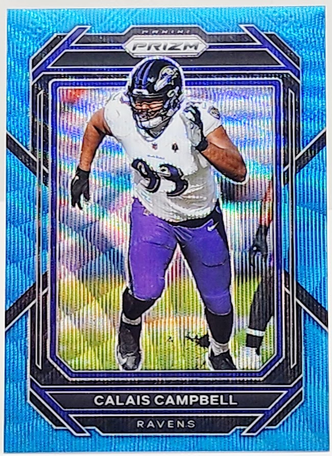 2022 Panini Prizm #25 Calais Campbell Blue Wave Prizm # /199