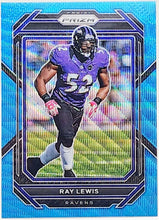 Load image into Gallery viewer, 2022 Panini Prizm Blue Wave Ray Lewis HOF Baltimore Ravens /199 #27
