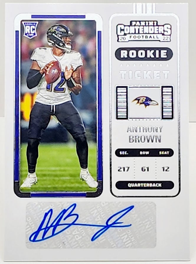 2022 Panini Contenders Football Rookie Ticket Auto RC Anthony Brown #284 Baltimore Ravens