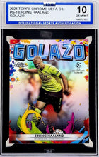 Load image into Gallery viewer, 2021/22 Topps Chrome UCL Golazo Refractor Erling Haaland #G1 ISA 10 GEM MT
