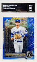 Load image into Gallery viewer, Bobby Witt Jr. #/150 2022 Topps Bowman Chrome Mojo Blue Refractor Prospect Card #BCP-146 GMA 10 GEM Mint
