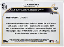 Load image into Gallery viewer, 2022 Topps Chrome Update CJ Abrams RC Debut Purple Refractor #USC102 ROOKIE CARD
