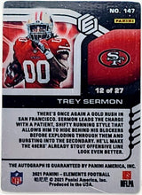 Load image into Gallery viewer, 2021 Panini Elements RPS Steel Signatures COBALT # 147 Trey Sermon 49ers AUTO 12/27
