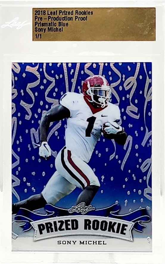 2018 Leaf Prized Rookies Sony Michel Prismatic BLUE #1 Of 1