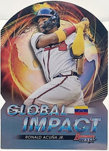 Load image into Gallery viewer, Ronald Acuna Jr 2022 Bowman&#39;s Best Global Impact Refractor Die Cut GI-3 Braves
