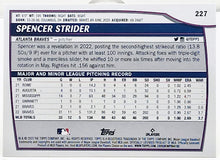 Load image into Gallery viewer, 2023 Big League Base Uncommon Rainbow Foil #227 Spencer Strider - Atlanta Braves
