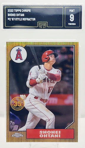 2022 Topps Chrome #2 1987 Style Refractor #87BC2 Shohei Ohtani Angels GMA 9 MINT - walk-of-famesports