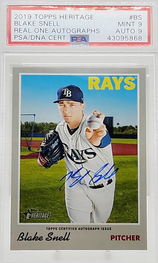 2019 Topps Heritage Real One Auto Blake Snell #ROA-BS PSA 9 MT Auto Pop 1