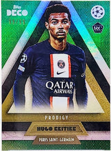 Load image into Gallery viewer, 2022-23 Topps Deco Hugo Ekitike Rookie Green /99 PSG Prodigy RC PSA 8 Population 1

