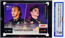 Load image into Gallery viewer, 2021 Topps Now 078 Formula 1 Lewis Hamilton &amp; Max Verstappen ISA 9 Mint
