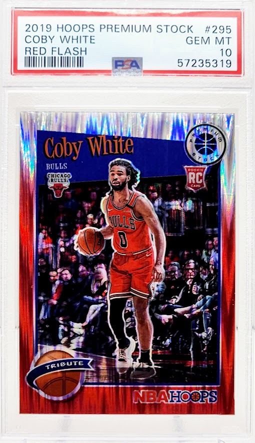 2019 Hoops Premium Stock Pulsar #295 Coby White Red Flash PSA 10 GEM MINT