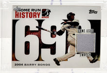Load image into Gallery viewer, BARRY BONDS HOME RUN HISTORY RARE GAME USED PATCH TOPPS JERSEY FUSION - walk-of-famesports
