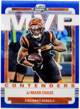 Load image into Gallery viewer, JA’MARR CHASE 2022 Contenders Optic MVP Blue Prizm 76/99 #MVP-21
