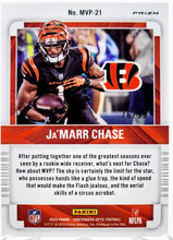 Load image into Gallery viewer, JA’MARR CHASE 2022 Contenders Optic MVP Blue Prizm 76/99 #MVP-21
