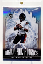 Load image into Gallery viewer, 2021 Donruss Optic Justin Fields White Hot Rookies Holo Silver Prizm RC WHR-2 Bears
