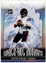 Load image into Gallery viewer, 2021 Donruss Optic Justin Fields White Hot Rookies Holo Silver Prizm RC WHR-2 Bears

