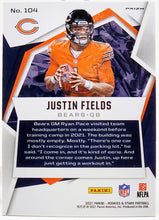Load image into Gallery viewer, 2022 Rookies &amp; Stars Justin Fields Pulsar Rookie Prizm RC 104
