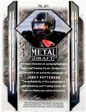 Load image into Gallery viewer, 2021 Leaf Metal Draft Auto Portrait Rainbow Silver Orange 4/7 Jaret Patterson Rookie #PA-JP1
