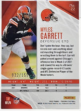 Load image into Gallery viewer, 2022 Panini Phoenix Myles Garrett Teal Parallel /150 Cleveland Browns #22
