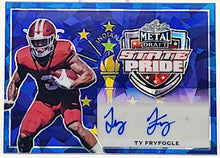 Load image into Gallery viewer, 2022 Leaf Metal Draft State Pride Blue Crystals /20 Ty Fryfogle Rookie Auto RC
