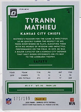 Load image into Gallery viewer, 2022 Panini Donruss Optic Tyrann Mathieu #4 Silver Prizm id#/199 Kansas City Chiefs RC
