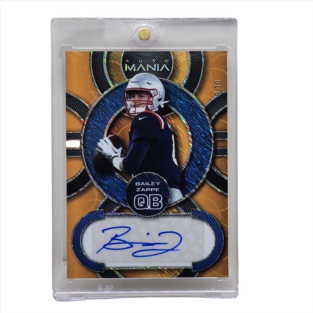 2022 Wild Card Auto Mania Gold 9/10 Bailey Zappe RC #AM-C31 Patriots