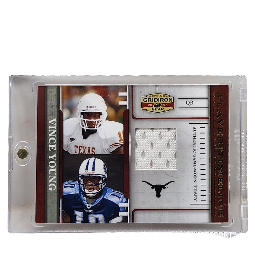 2007 Donruss Player Timeline Game Worn Jersey 94/250 Vince Young #PT-7 Tennessee Titans