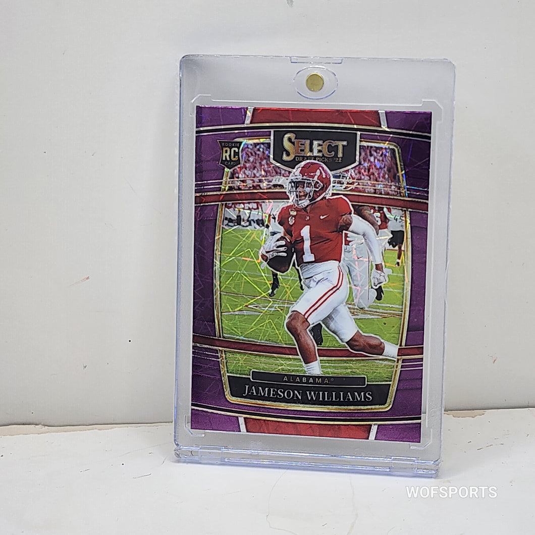 2022 Panini Select Draft Pick Purple Laser Prizm Jameson Williams RC #52 Alabama Crimson Tide