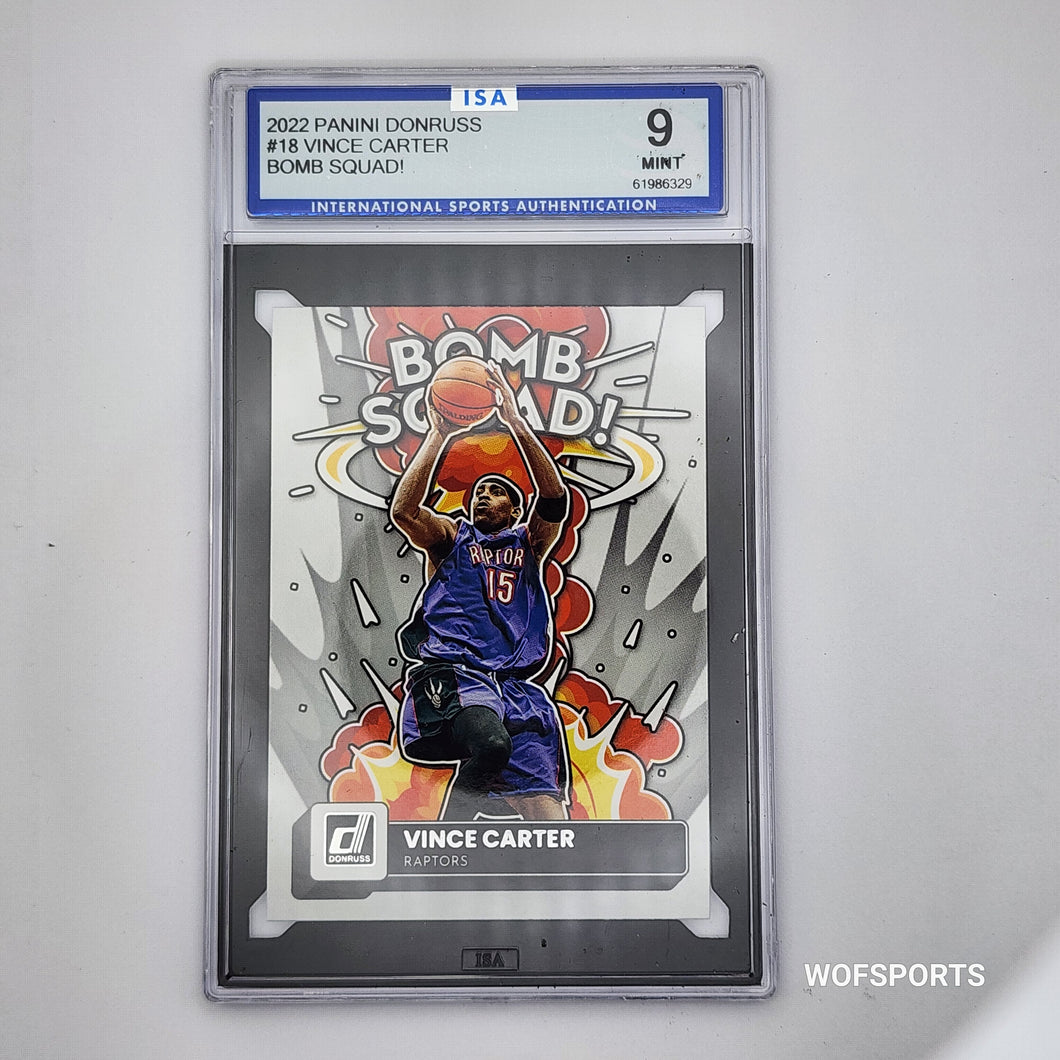 2022 Panini Donruss Bomb Squad Vince Carter #18 Toronto Raptors ISA 9