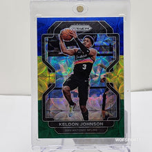 تحميل الصورة إلى عارض المعرض، 2021-22 Panini Prizm Choice Blue Yellow &amp; Green Prizm Keldon Johnson #210 San Antonio Spurs
