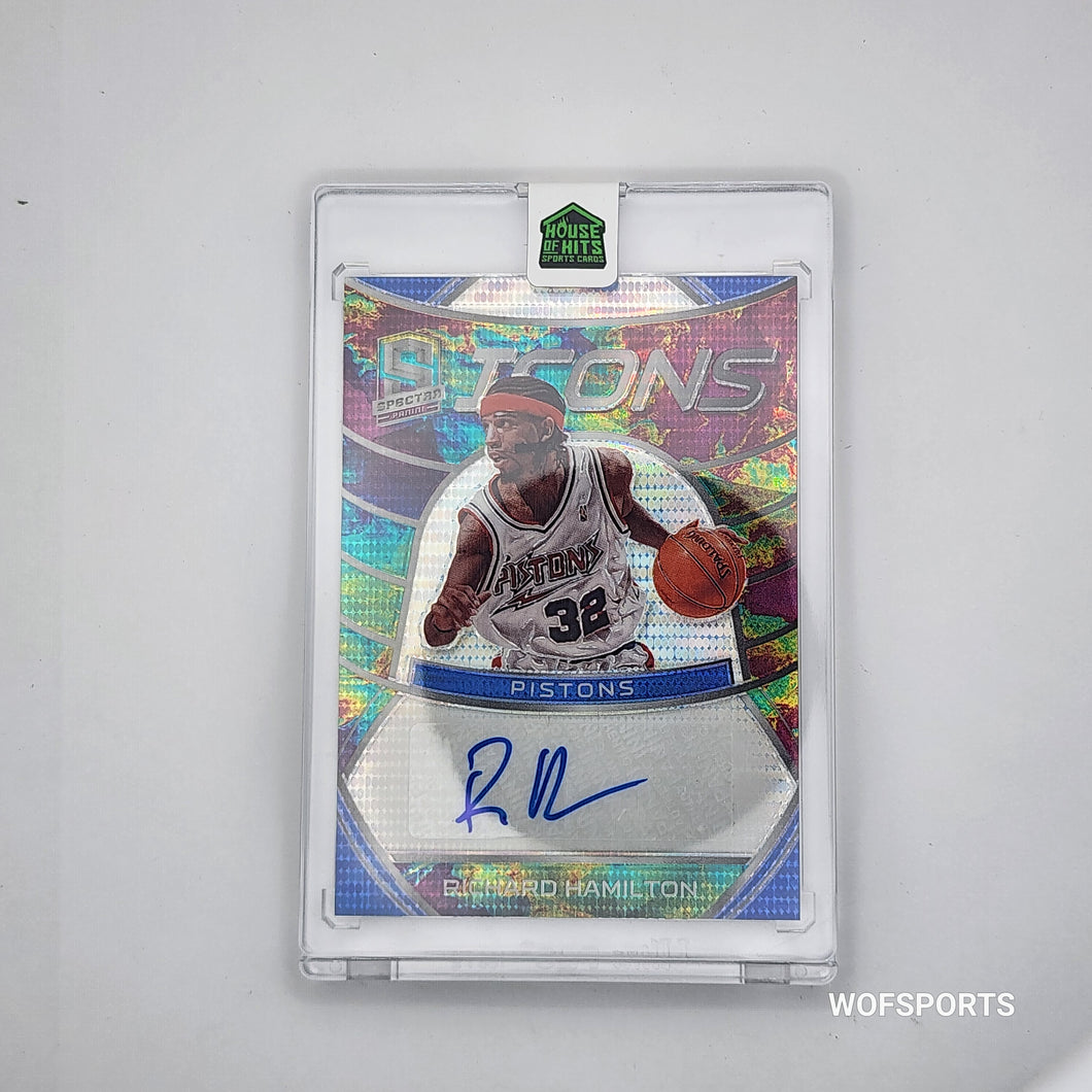 2019-20 Spectra Icons Auto Celestial Prizm 19/75 Richard Hamilton #IA-RHM Detroit Pistons